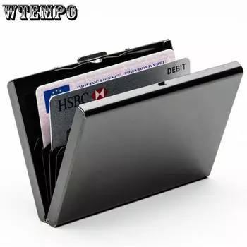 WTEMPO Высококачественная сумка для карт из нержавеющей стали Мужской металлический ультратонкий анти-размагничивание Маленькая коробка для карт Кошелек для банковских карт 10*7.4*2cm серебряный