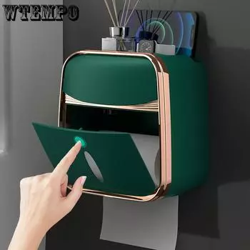 WTEMPO Настенный держатель для туалетной бумаги, ящик для хранения туалетной бумаги, водонепроницаемый органайзер для извлечения бумаги белый