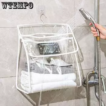 WTEMPO водонепроницаемая подвесная сумка для одежды для ванной комнаты, влагозащищенная подвесная сумка для хранения в общежитии, прозрачная сумка для хранения большой емкости 36*15*39cm белый