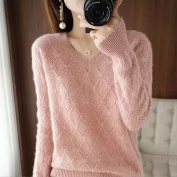 WTEMPO Women long sleeve pullover sweater soft comfortable jumper fashion knitwear loose sweater S