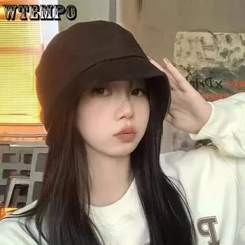 WTEMPO Women s Autumn Winter Solid Color Suede Berets Large Windproof Retro Elegant Street Office Ladies Pleated Hats One Size хаки