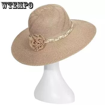 WTEMPO Women s Casual Elegant Summer Sunscreen Hats Solid Color Flower Wide Brim Outdoor Travel Beach Hats 1pc розовый