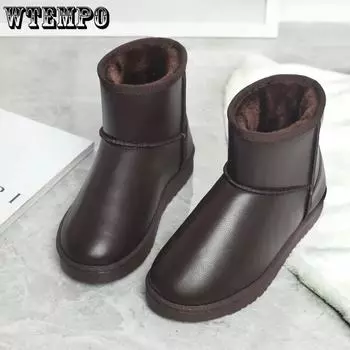 WTEMPO Women s Casual Non-slip Windproof Cold-proof Boots Winter Large Size Plush Warm Snow Boots 36 чёрный