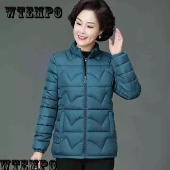 WTEMPO Женская одежда на хлопковой подкладке, короткие утепленные пальто, зимняя куртка больших размеров, зимняя одежда для мам, стеганые куртки, теплая парка 3XL