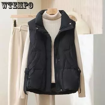 WTEMPO Women s Down Jacket Vest Down Short Loose Cotton Jacket Standing Collar S