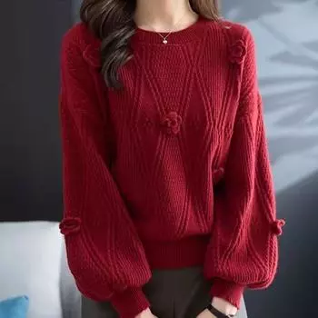WTEMPO Women s Long Sleeve Fashion Sweater Warm Knitwear Pullover Knitted Coat Jumper Solid Color Sweater S