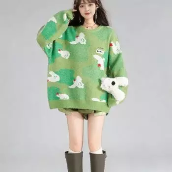 WTEMPO Women s Long Sleeve Fashion Sweater Warm Knitwear Pullover Knitted Coat Jumper Solid Color Sweater One size