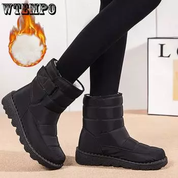 WTEMPO Women s Winter Large Size Plush Warm Snow Boots Couple Casual Non-slip Windproof Cold-proof Mid-length Boots for Outdoor Cycling Walking Skiing 35 хаки