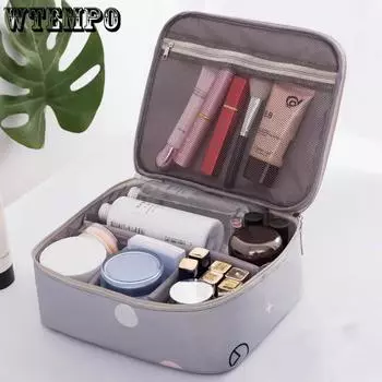 WTEMPO женская косметичка большой емкости, ручная сумка для хранения, водонепроницаемая дорожная портативная коробка для хранения туалетных принадлежностей 24*9*18cm