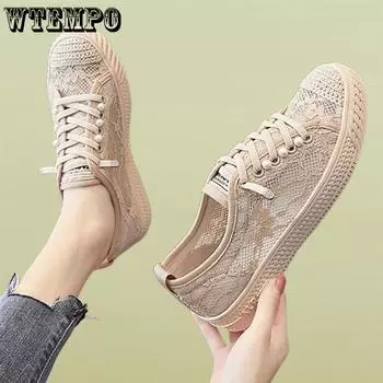 WTEMPO Женская повседневная обувь на плоской подошве, модная дышащая сетчатая вулканизированная обувь, кроссовки, летние женские туфли-лодочки, оптовая продажа, дропшиппинг 35