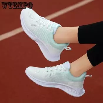WTEMPO Женская спортивная обувь с мягкой подошвой, дышащая сетчатая обувь на шнуровке, универсальные модные легкие и удобные повседневные кроссовки для бега, оптовая продажа, дропшиппинг 36 зелёный