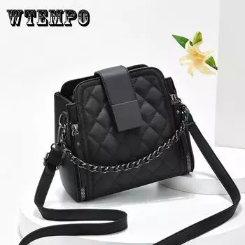 WTEMPO женская сумка из искусственной кожи, женские сумки на одно плечо с ромбической сеткой, повседневные сумки-тоут, однотонные мягкие сумки-мессенджеры 21*19*11cm зелёный