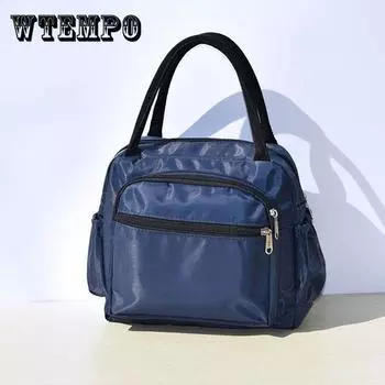 WTEMPO женская сумка, однотонная утолщенная водонепроницаемая сумка-бенто, сумка для мамы, маленькая тканевая сумка, сумка из ткани Оксфорд 21*25*11cm синий