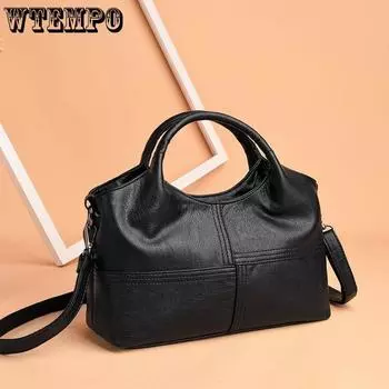 WTEMPO Женская сумка высокого качества из мягкой искусственной кожи, женская сумка через плечо, сплошная сумка через плечо 29*11*21cm чёрный