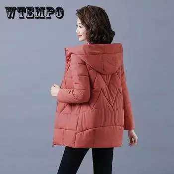 WTEMPO Женские зимние куртки Длинные теплые парки Женские утепленные пальто Куртки-парки с хлопковой подкладкой Большие размеры Верхняя одежда с капюшоном M синий