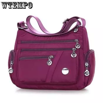 WTEMPO женские корейские простые нейлоновые сумки однотонные сумки на одно плечо большой вместимости женские повседневные водонепроницаемые оксфордские сумки через плечо 28*11*20cm красный
