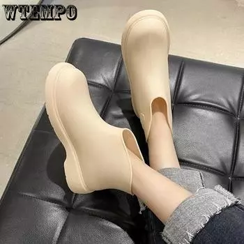WTEMPO женские короткие непромокаемые туфли, водонепроницаемые, однотонные, до щиколотки, модные уличные противоскользящие туфли для воды, дропшиппинг, оптовая продажа 36 серый