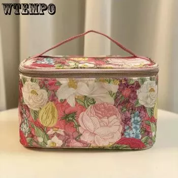 WTEMPO женские косметички с принтом пионов, вместительные сумки для хранения, переносные сумки для хранения на открытом воздухе и путешествий 1pc розовый