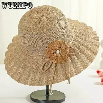 WTEMPO женские летние шляпы от солнца Folwer, дышащие, складные, повседневные, универсальные, солнцезащитные шляпы с широкими полями для отпуска и путешествий 1pc хаки