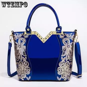WTEMPO женские модные сумки с вышивкой из искусственной кожи, сумка на плечо, женские элегантные вечерние сумки None чёрный