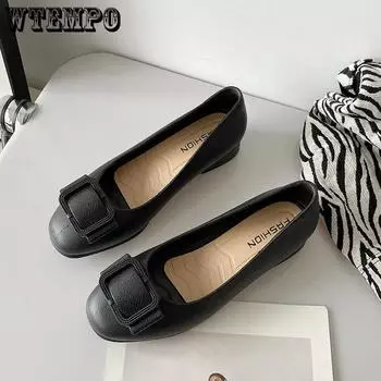 WTEMPO женские мягкие нескользящие рабочие туфли большого размера на низком толстом каблуке женские однотонные повседневные универсальные туфли из ПВХ 36 чёрный