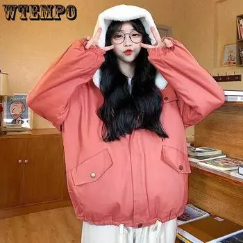 WTEMPO Женские однотонные шерстяные пальто с капюшоном, толстые, теплые, осенне-зимние, ветрозащитные, утепленные, большого размера, с хлопковой подкладкой S чёрный