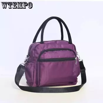 WTEMPO женские повседневные сумки на одно плечо, женские однотонные сумки Bento большой вместимости на молнии с несколькими карманами, холщовая сумка 25*11*21cm фиолетовый