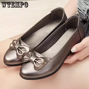WTEMPO Женские повседневные туфли-лодочки из искусственной кожи большого размера на мягкой подошве из искусственной кожи для офиса, весна-осень, однотонные рабочие туфли без застежек 35 чёрный
