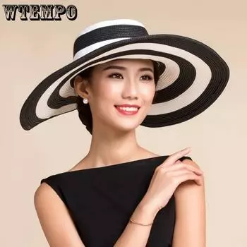 WTEMPO Женские простые однотонные полосатые солнцезащитные шляпы с большими полями, повседневные солнцезащитные шляпы для отпуска, пляжа и моря One Size розовый