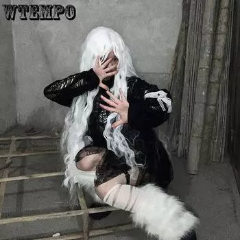 WTEMPO женские пуловеры с вырезами, черный весенне-осенний свитер, повседневный свободный корейский однотонный трикотаж, уличная одежда S чёрный