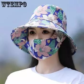 WTEMPO женские солнцезащитные шляпы с цветочным принтом на весну и лето, солнцезащитный козырек с большими полями, пыленепроницаемые, устойчивые к УФ-излучению, встроенные маски-кепки One Size жёлтый