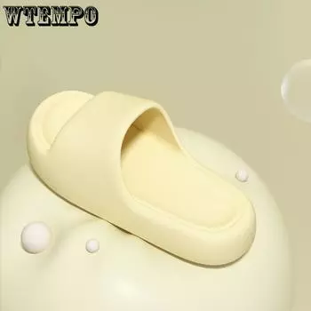 WTEMPO Женские тапочки из ЭВА на мягкой подошве, удобные толстые каблуки, легкие домашние тапочки на плоской подошве, износостойкие и противоскользящие, домашние тапочки ярких цветов для ванной комнаты 36-37 чёрный