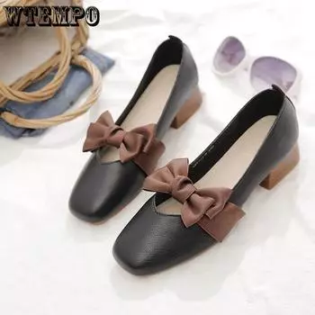 WTEMPO Женские туфли-лодочки большого размера на мягкой подошве из искусственной кожи, офисные туфли на весну и осень, однотонные туфли из искусственной кожи без застежек 35 хаки