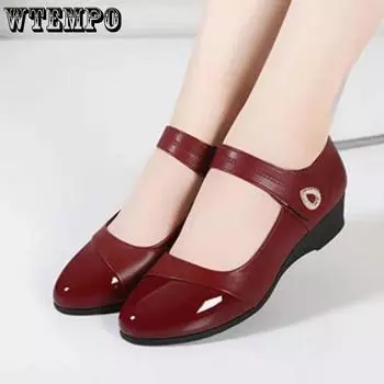 WTEMPO женские туфли весна-осень из искусственной кожи без застежек, повседневные туфли большого размера с мягкой подошвой из ПУ, рабочая обувь 35 чёрный