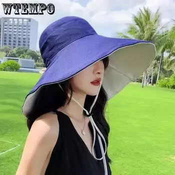 WTEMPO женские уличные солнцезащитные летние солнцезащитные шляпы с защитой от ультрафиолета, однотонные женские повседневные шляпы 58cm темно-синий