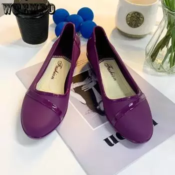 WTEMPO женские водонепроницаемые нескользящие рабочие туфли из ПВХ с мягким толстым каблуком, большие размеры, однотонные, повседневные туфли с неглубоким носком 36 чёрный