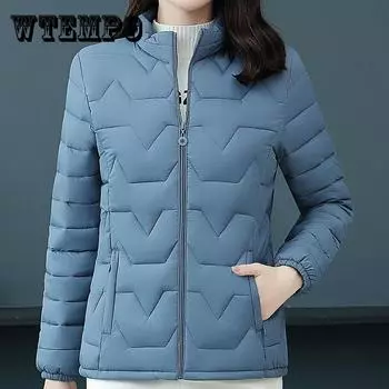 WTEMPO женские зимние пуховые пальто однотонные тонкие короткие ватные куртки большого размера с воротником-стойкой на молнии хлопковые пальто XXXXXL красный
