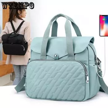 WTEMPO женский рюкзак, модный USB-зарядка для мобильного телефона, универсальный женский рюкзак, компьютерная сумка One size серый