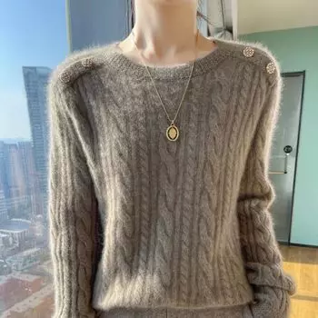 WTEMPO Женский свитер с длинным рукавом и круглым вырезом, модный цветочный трикотаж для девочек, мягкие и удобные вязаные топы, свитера S