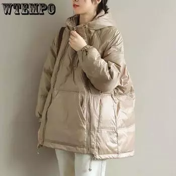 WTEMPO зимние толстые пальто женские брендовые свободные теплые хлопковые куртки с капюшоном большого размера однотонные пуховые пальто
