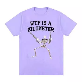 WTF Is A Kilometer Забавная футболка с рисунком скелета Мужская винтажная готическая футболка с коротким рукавом Y2k Одежда Негабаритная хлопковая футболка S чёрный