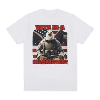 Wtf Is A Kilometer забавные футболки с мемами, мужская футболка большого размера в стиле ретро американской армии, футболка унисекс с юмором High Street, футболка с коротким рукавом