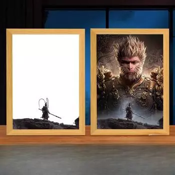 Wu Kong Аниме Фигурка Картина Светильник Креативный Настольный Светодиодный Фоторамка Лампа 23x16.6cm