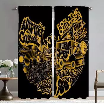 Wu T-Tang Clan Home Interior Curtains for Living Room Tulle for Bedroom Partition Halloween Decoration Shades Curtains 2 Pieces W50xH70cmx2pcs-CL