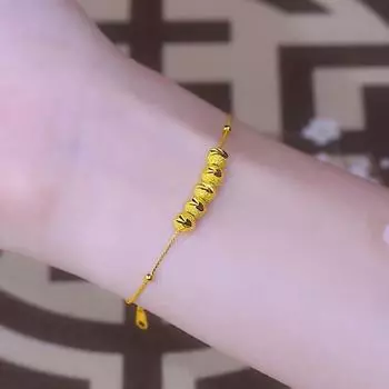 Wufu Linmen Медный позолоченный браслет из бусин Женский простой переводной бисер для рук Украшения