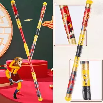 Wukong Golden Cudgel Ruyi Jingu Bang Toy Автоматическая телескопическая дубинка Палочки для ролевой игры Избиение демонов Изысканная окрашенная текстура Китайская культура жёлтый