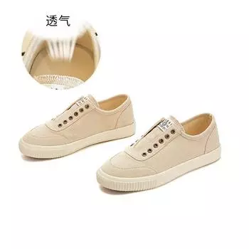 Wulacao pigskin insoles canvas shoes women s 2025 spring new round head platform white shoes casual versatile women s shoes 35
