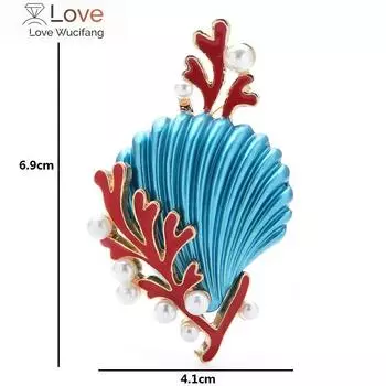 Wuli &Baby эмалевые броши в виде ракушек женские унисекс 2-цветные морские животные дизайн офисная вечеринка брошь булавки подарки синий