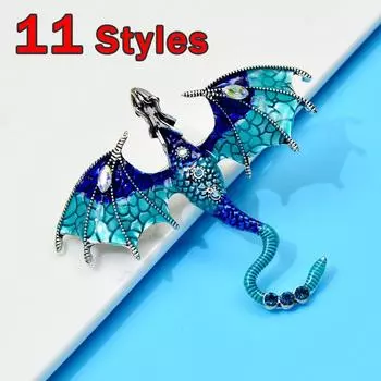Wuli&baby эмалированные броши с драконом для женщин и мужчин, стразы, летающий Legand, вечерние офисные броши с животными, булавки, подарки фиолетовый