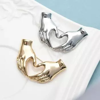 Wuli&baby броши в форме сердца для женщин, унисекс, 2 цвета, офисная повседневная брошь, булавки, подарки золотой